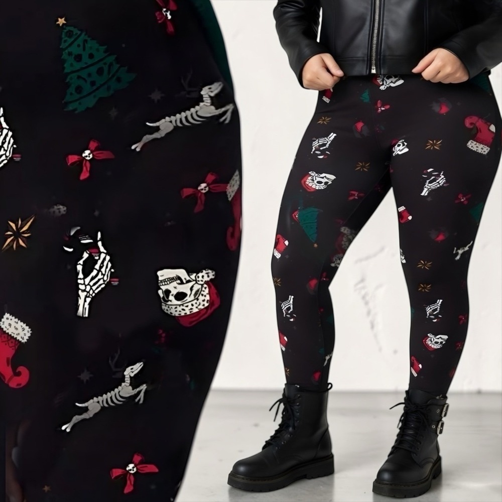 TORRID "Creepy Holiday" Leggings w/Skull Santas,Skull Hands & More, NWT Size 5X